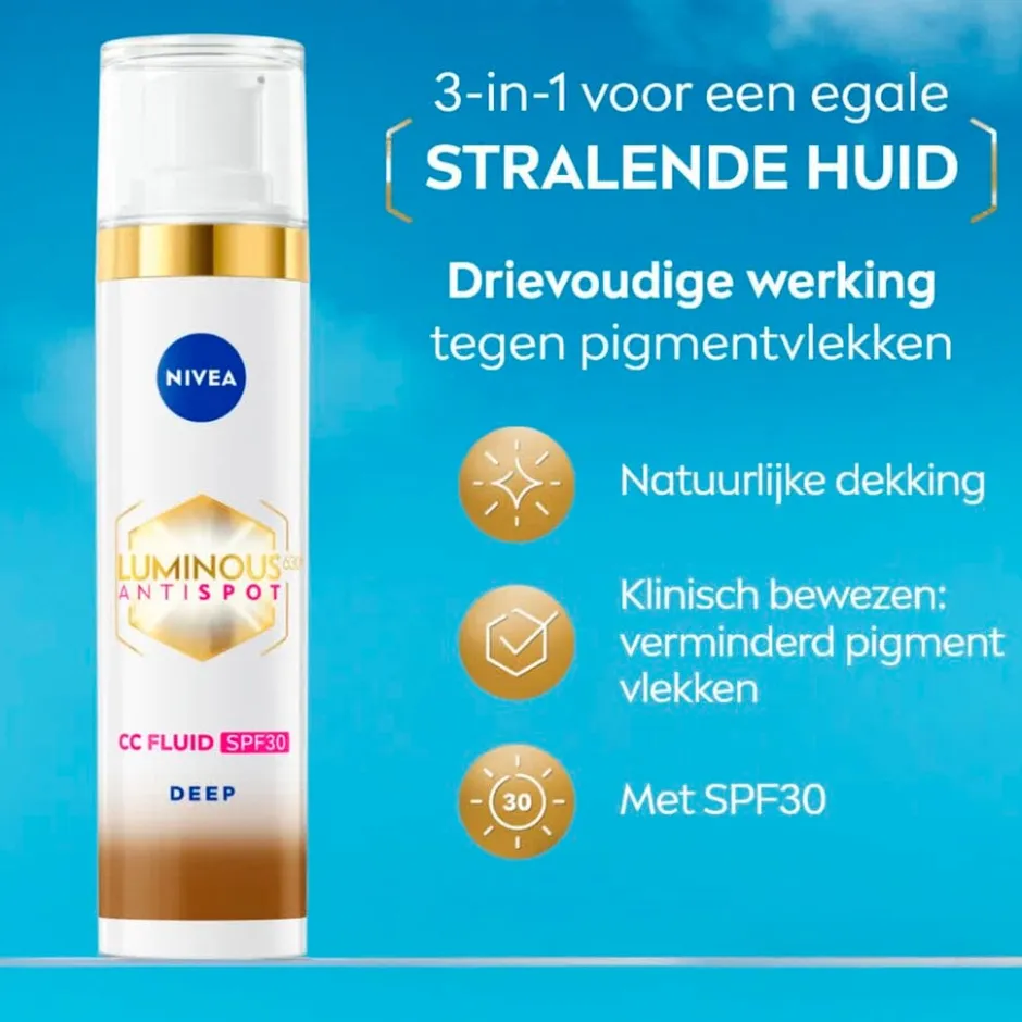Nivea Skincare NIVEA Luminous630 Anti-spot SPF30 03 Dark 3-in-1 CC Crème< Cc Cream