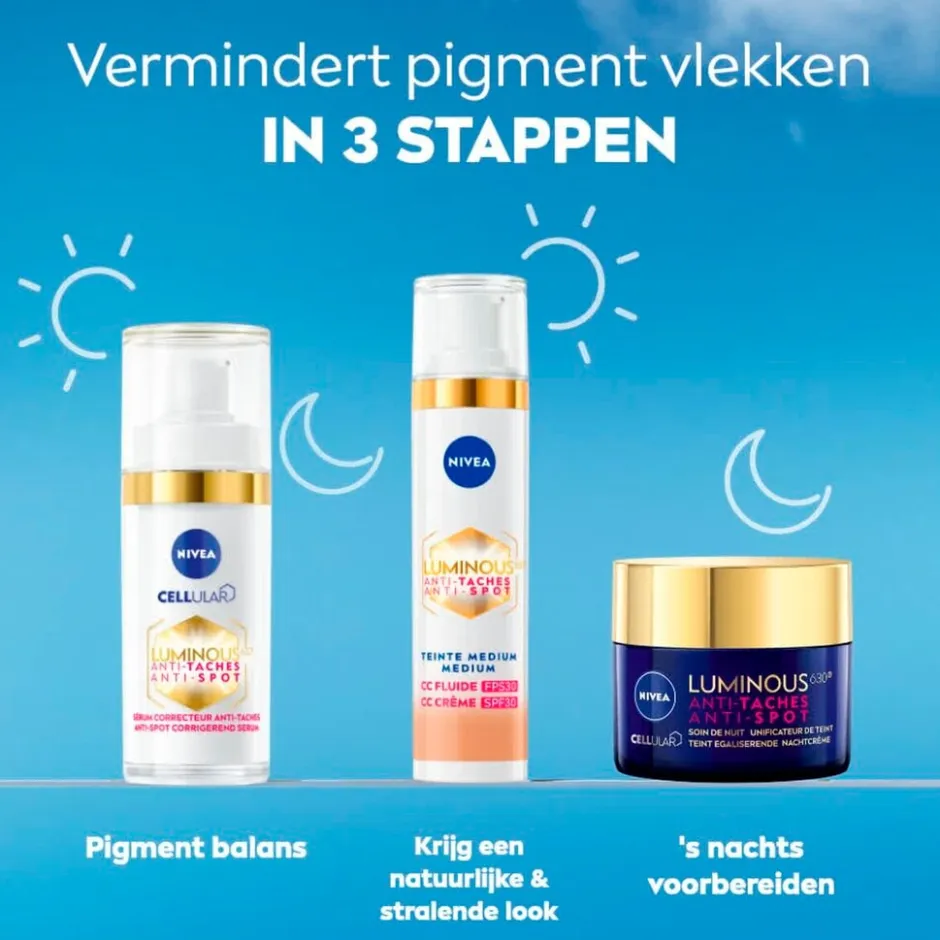 NIVEA Luminous630 Anti-spot SPF30 02 Medium 3-in-1 CC Crème|Nivea Skincare Clearance