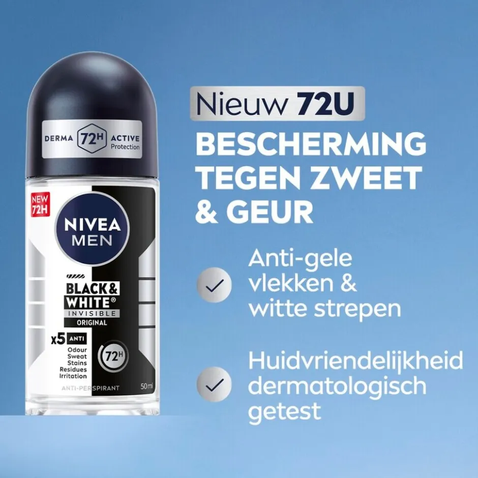 Black & White Invisible Original Antitranspirant Roller|Nivea Men Hot