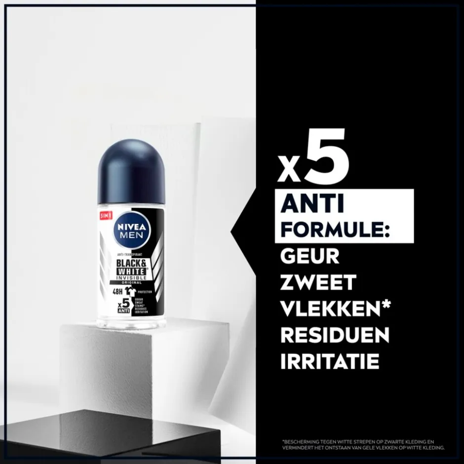 Black & White Invisible Original Antitranspirant Roller|Nivea Men Hot