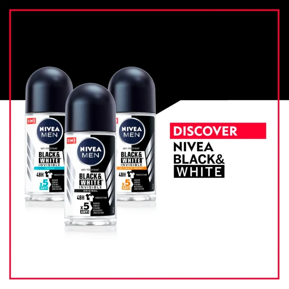 Nivea Men Black & White Invisible Ultimate Impact Antitranspirant Roller< Deoroller