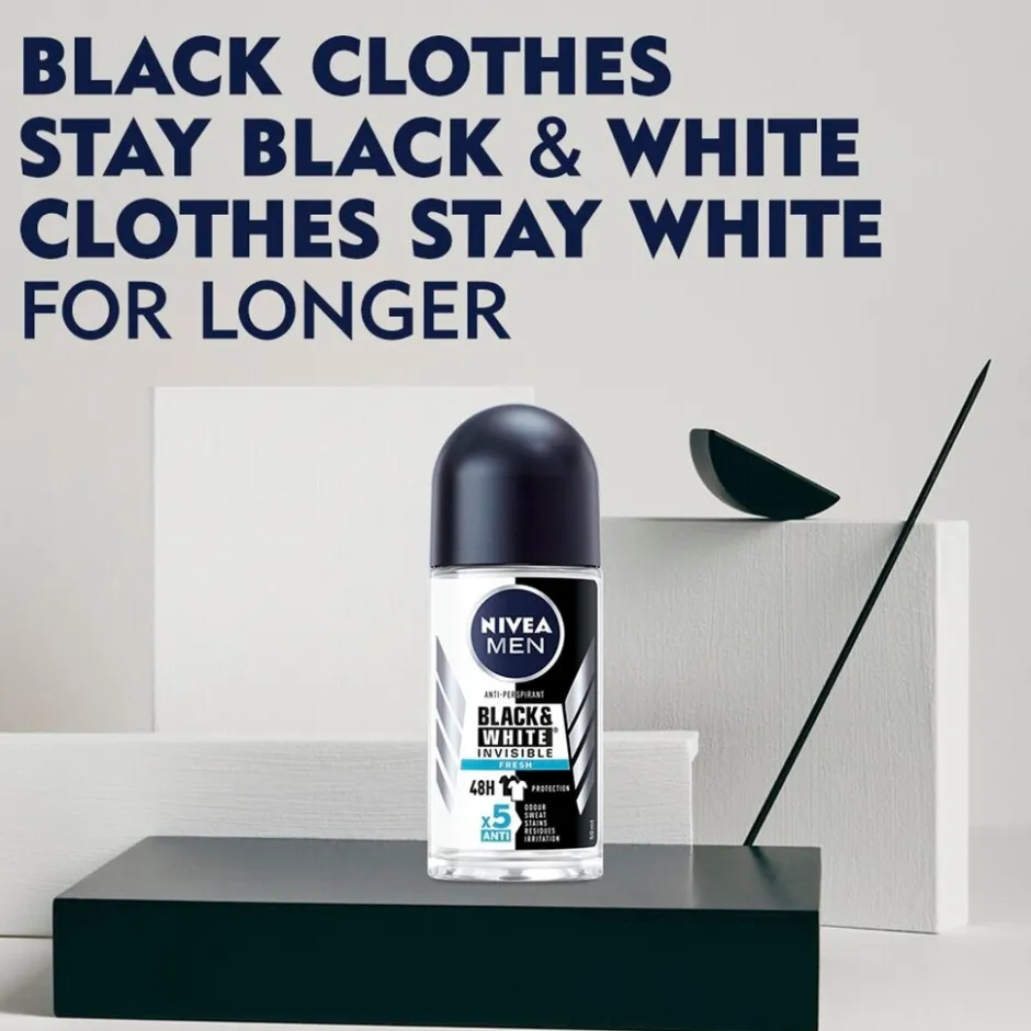 Black & White Invisible Fresh Antitranspirant Roller|Nivea Men New