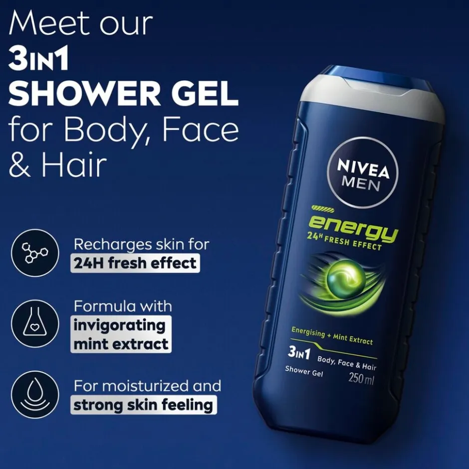 Energy 24H Fresh Effect 3-in-1 Douchegel|Nivea Men Online