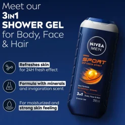 Sport 24H Fresh Effect 3-in-1 Douchegel|Nivea Men Hot