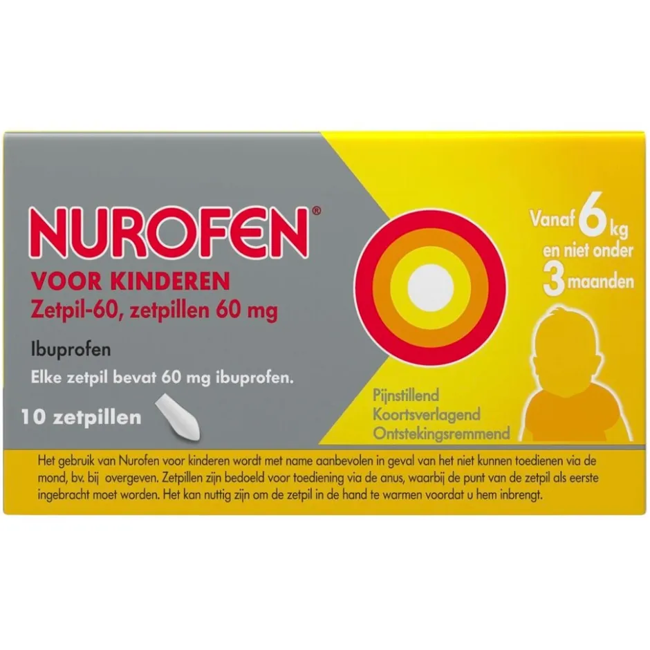 Nurofen voor Kinderen Ibuprofen 60 mg Zetpillen< Pijn