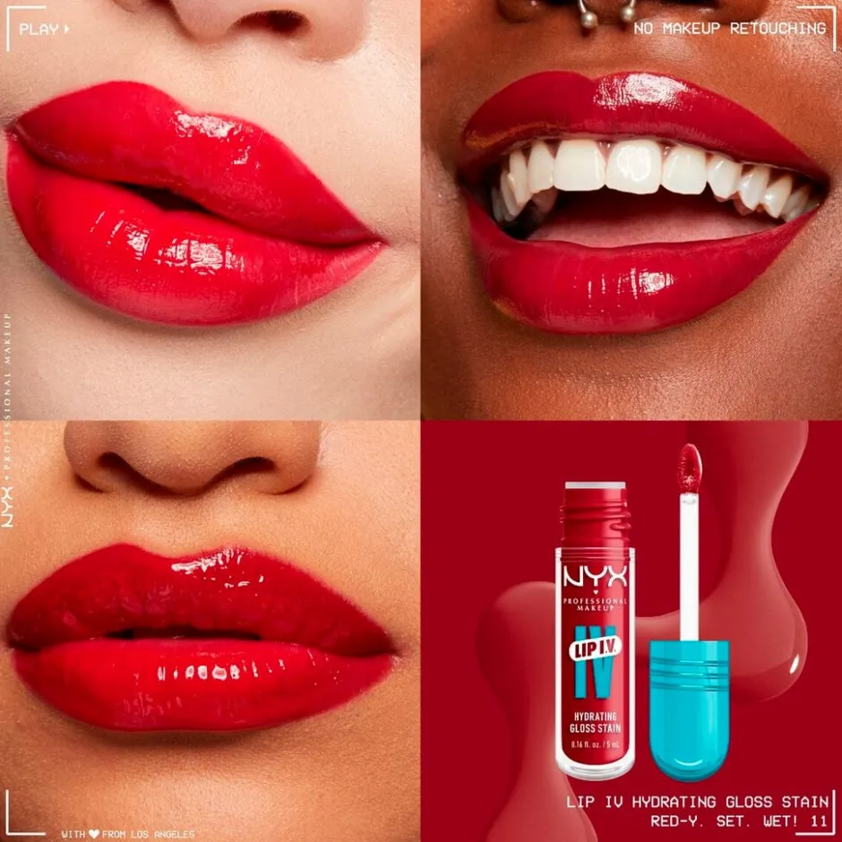 NYX Professional Makeup Lip IV 11 Red-y.Set.Wet Hydraterende Lipgloss< Lipmake-Up