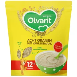 Olvarit 12+M Acht Granen Vanille Ontbijtpap< Babypap