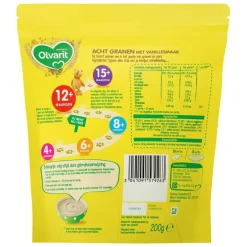 Olvarit 12+M Acht Granen Vanille Ontbijtpap< Babypap