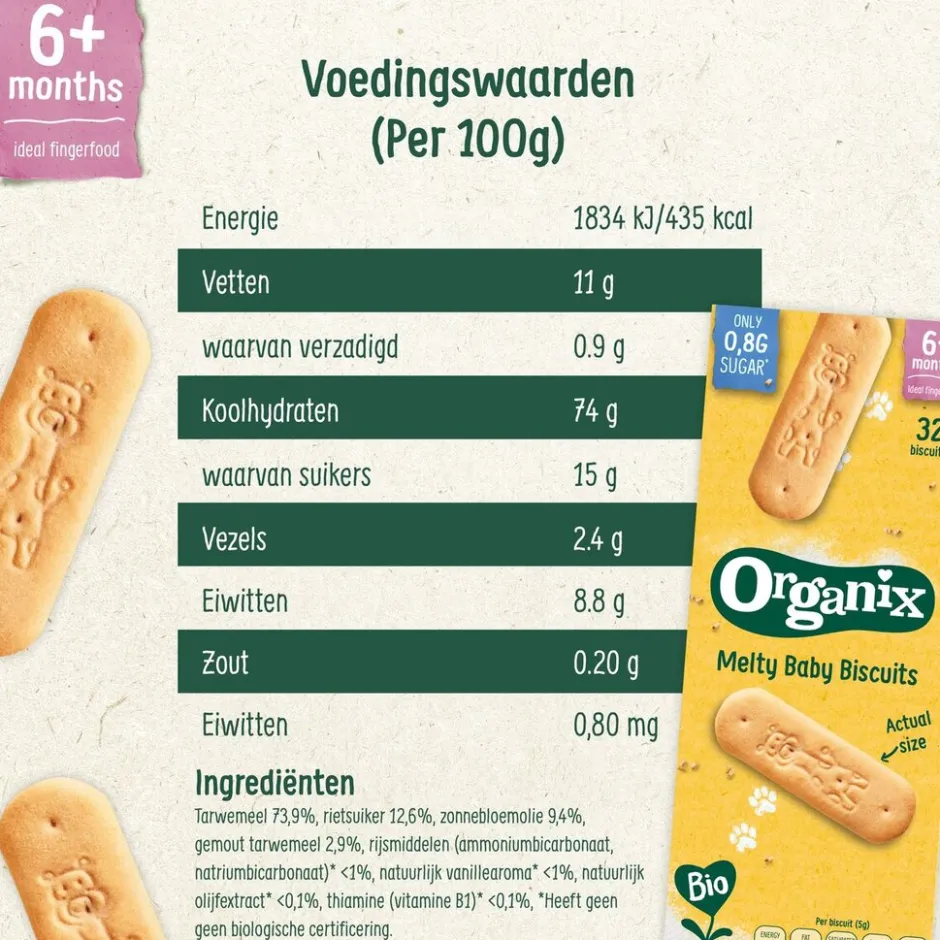 Organix Bio 6M+ Melty Baby Biscuits< Babytussendoortjes