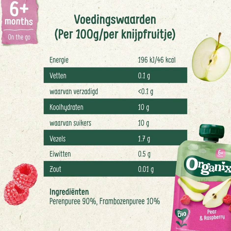 Bio Peer & Framboos 6+M Knijpfruit|Organix Outlet