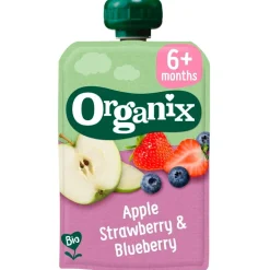 Organix 6+M Appel, Aardbei & Bosbes Knijpfruit< Fruithapjes