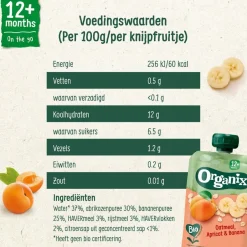 12+M Havermout, Abrikoos & Banaan Knijpfruit|Organix