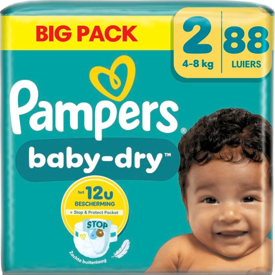 Baby-Dry Maat 2 Luiers|Pampers Hot
