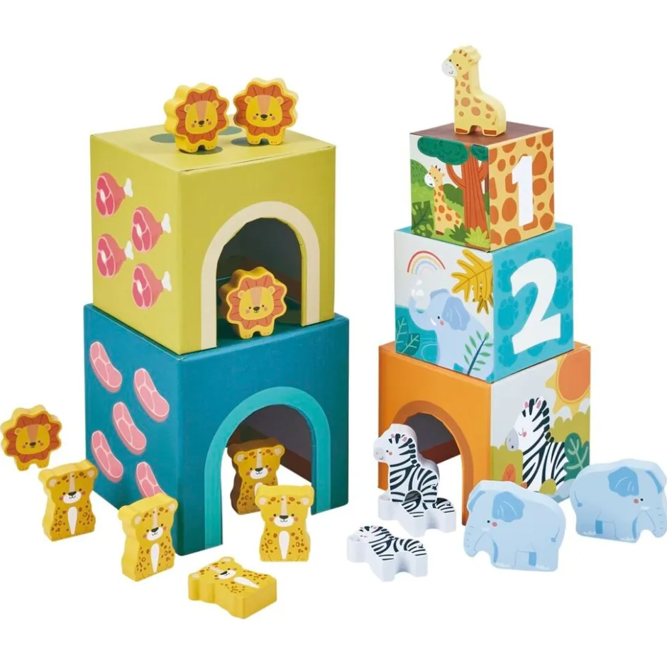 Playing Kids Safari Houten Stapelblokken< Houten Speelsets