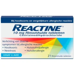 Reactine Cetirizine 10mg Filmomhulde Hooikoortstabletten< Allergische Reacties