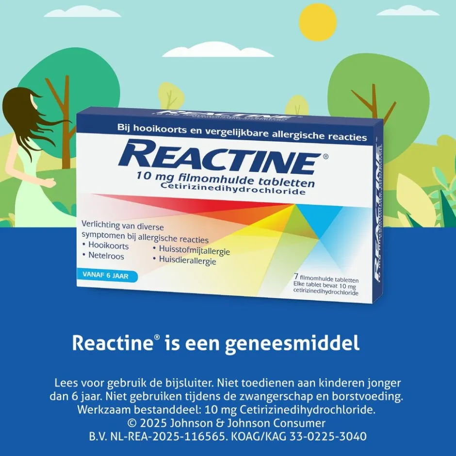 Reactine Cetirizine 10mg Filmomhulde Hooikoortstabletten< Allergische Reacties