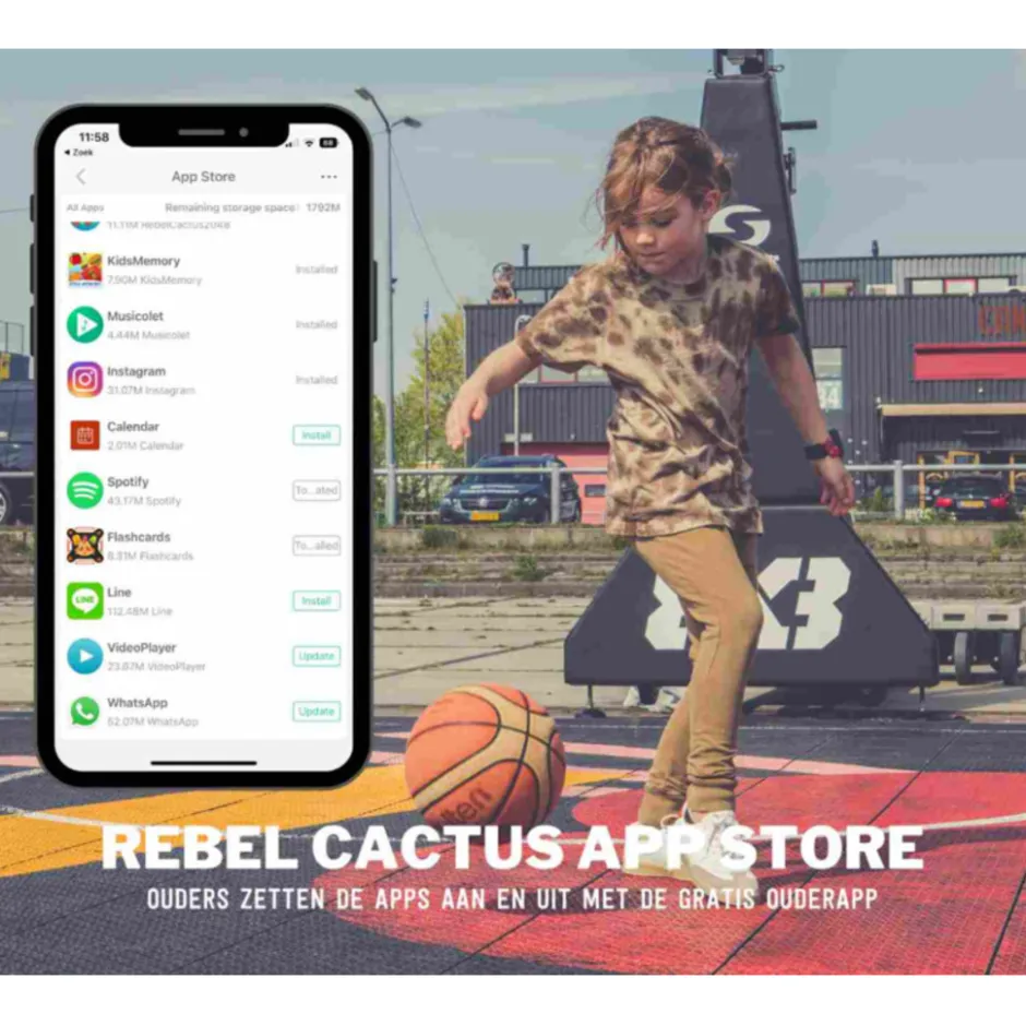 Rebel Cactus GPS Kindersmartwatch GO incl. gratis Lebara simkaart met tegoed< Horloges