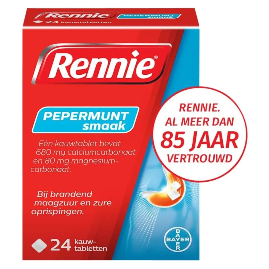 Rennie Pepermunt Kauwtabletten< Maag En Darm
