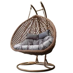 Rijoka Hangstoel Dubbel Eggy Rope Schommelstoel Luxe Rattan 2persoons< Buiten En Vrije Tijd