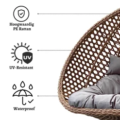 Rijoka Hangstoel Dubbel Eggy Rope Schommelstoel Luxe Rattan 2persoons< Buiten En Vrije Tijd