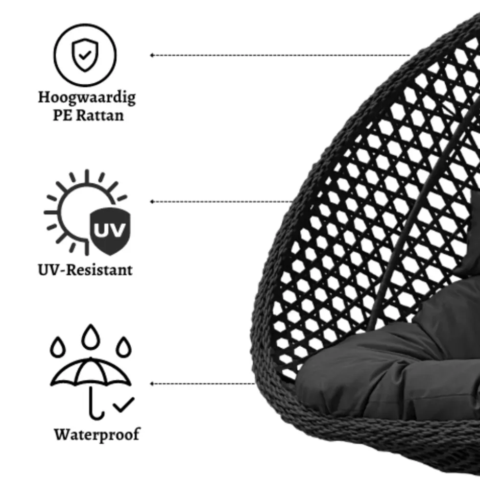 Rijoka Hangstoel Dubbel Eggy Rope Schommelstoel Luxe Rattan 2persoons|