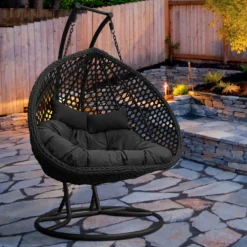 Rijoka Hangstoel Dubbel Eggy Rope Schommelstoel Luxe Rattan 2persoons|