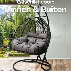 Rijoka Hangstoel Dubbel Eggy Twisted Schommelstoel Rattan 2persoons| Outlet
