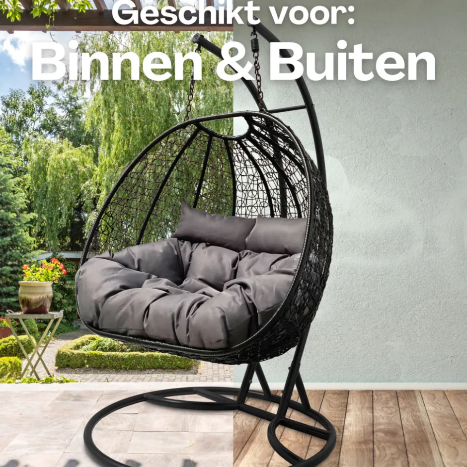 Rijoka Hangstoel Dubbel Eggy Twisted Schommelstoel Rattan 2persoons| Outlet