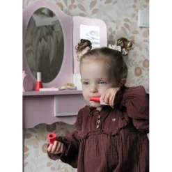 Rijoka Houten Kaptafel Make up Dresser Met Krukje 3x Spiegel< Houten Poppenhuizen En Tafels