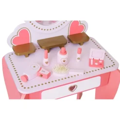 Rijoka Houten Kaptafel Make up Dresser met Krukje en Spiegel| Outlet