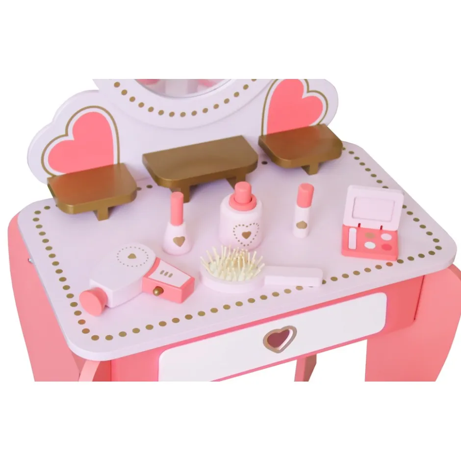 Rijoka Houten Kaptafel Make up Dresser met Krukje en Spiegel| Outlet
