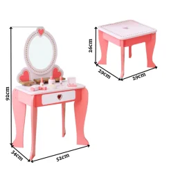 Rijoka Houten Kaptafel Make up Dresser met Krukje en Spiegel| Outlet