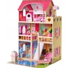 Houten Poppenhuis LED Verlichting Meubelset 15pcs 3 Verdiepingen|RIJOKA Online