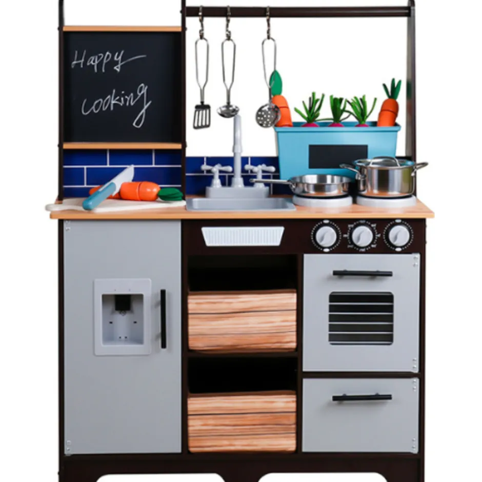 Rijoka Houten Speelkeuken Kinderkeuken met Krijtbord en Kookgereedschap| Discount
