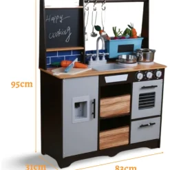 Rijoka Houten Speelkeuken Kinderkeuken met Krijtbord en Kookgereedschap| Discount
