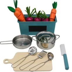 Rijoka Houten Speelkeuken Kinderkeuken met Krijtbord en Kookgereedschap| Discount