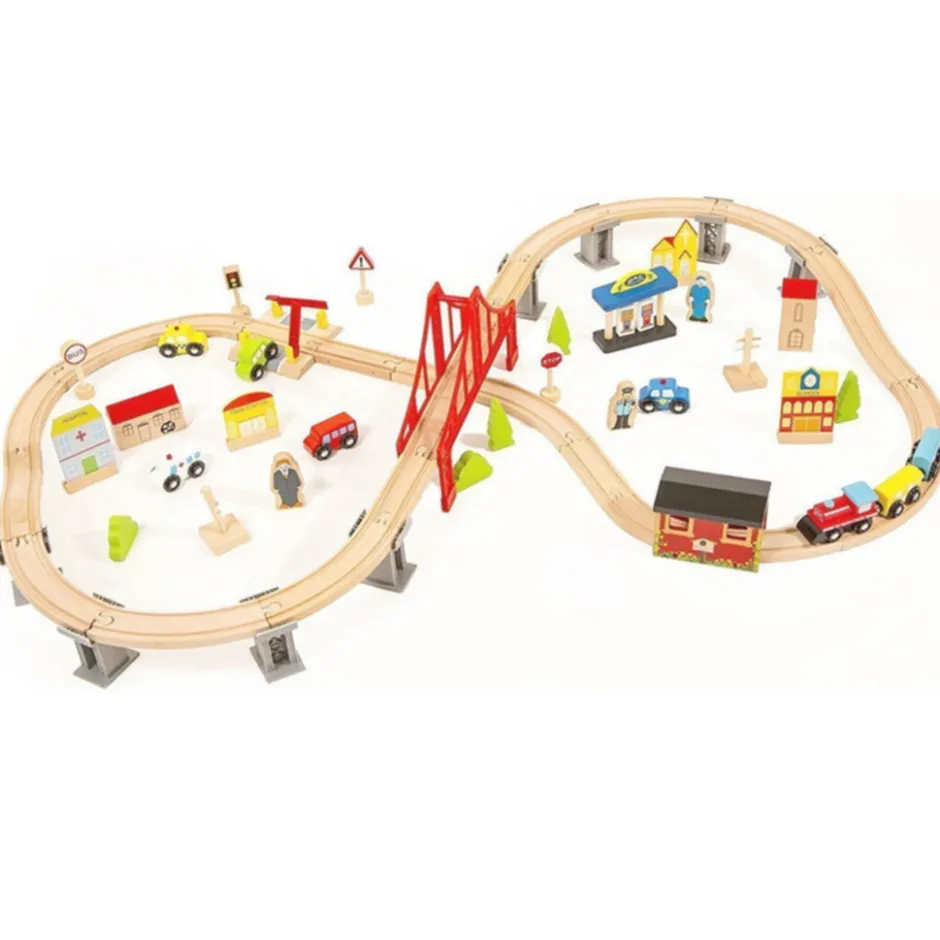 Rijoka Houten Speeltrein Trainrails Trein Set 70pcs| Online