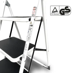 Rijoka Huishoudtrap Inklapbaar 3 Treden Anti Slip Treden Sponge Handgrepen< Keukentrappen