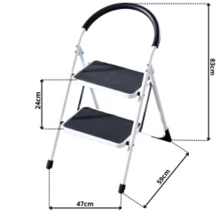 Rijoka Huishoudtrap Inklapbaar 2 Treden Anti Slip Treden Sponge Handgrepen| New