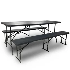 Rijoka Inklapbare Picknicktafel Set Houtlook Design Klaptafel Biertafel< Buiten En Vrije Tijd