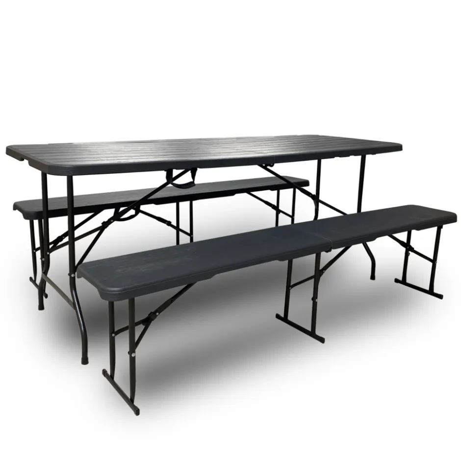 Rijoka Inklapbare Picknicktafel Set Houtlook Design Klaptafel Biertafel< Buiten En Vrije Tijd