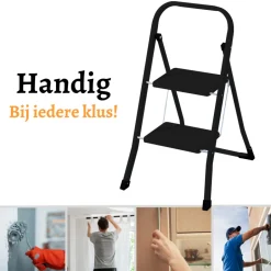 Rijoka Keukentrap Inklapbaar 2 Treden Huishoudtrap Anti slip treden| Online
