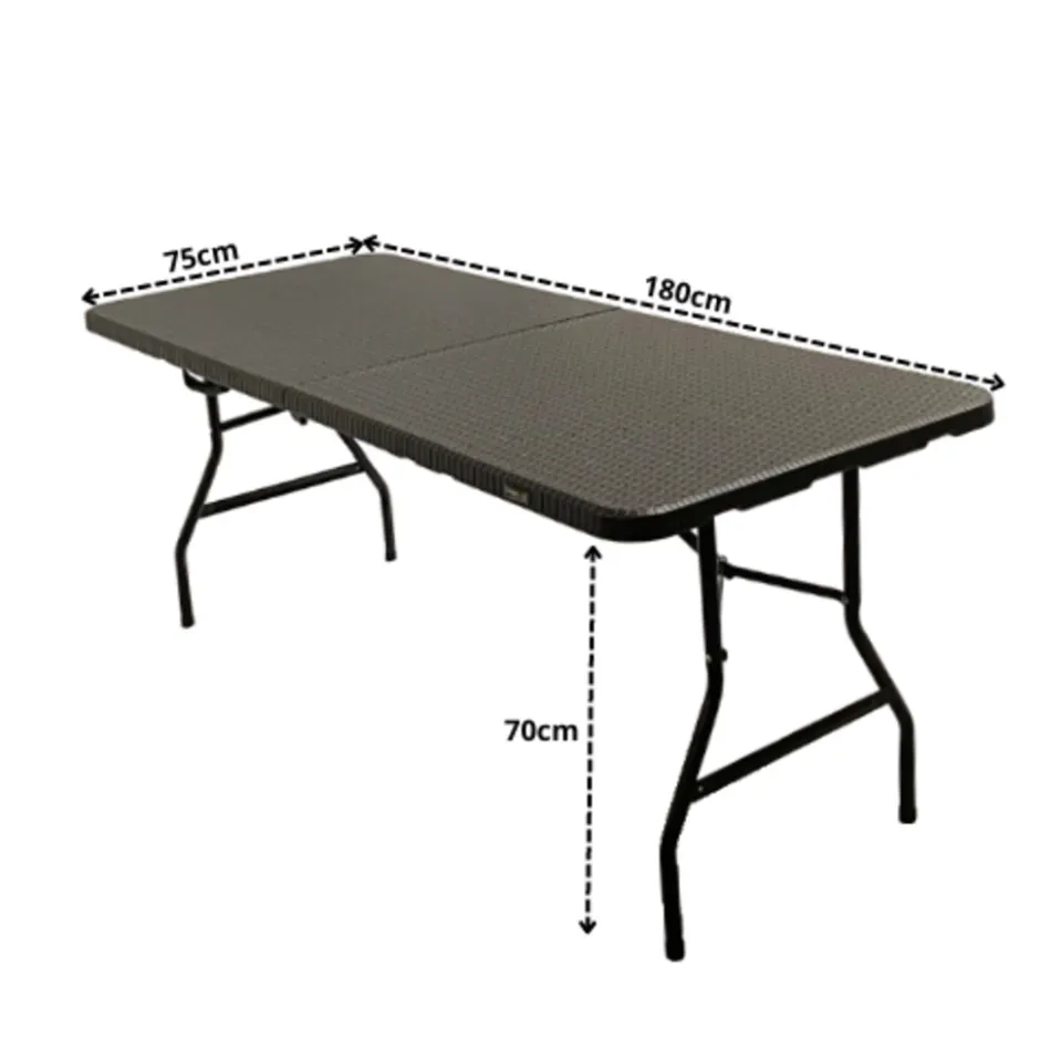 Rijoka Klaptafel Inklapbare Campingtafel Rattan Design 6 tot 8 Personen< Buiten En Vrije Tijd