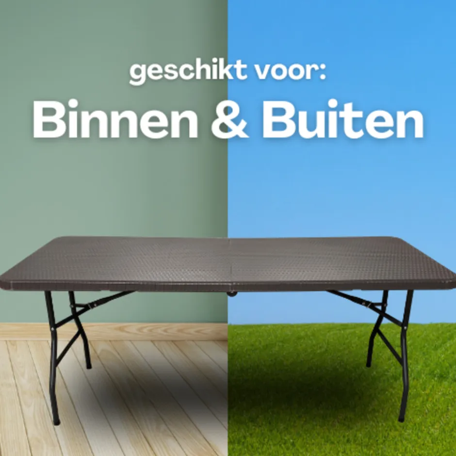 Rijoka Klaptafel Inklapbare Campingtafel Rattan Design 6 tot 8 Personen< Buiten En Vrije Tijd