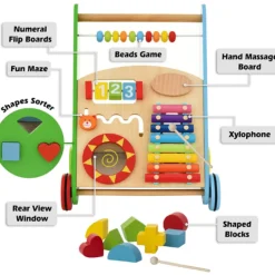Rijoka Loopwagen Hout voor Baby Educatieve Looptrainer Anti Slip Wieltjes Babywalker| Outlet