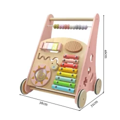 Rijoka Loopwagen Hout voor Baby Educatieve Looptrainer Anti Slip Wieltjes Babywalker< Houten Loopwagens