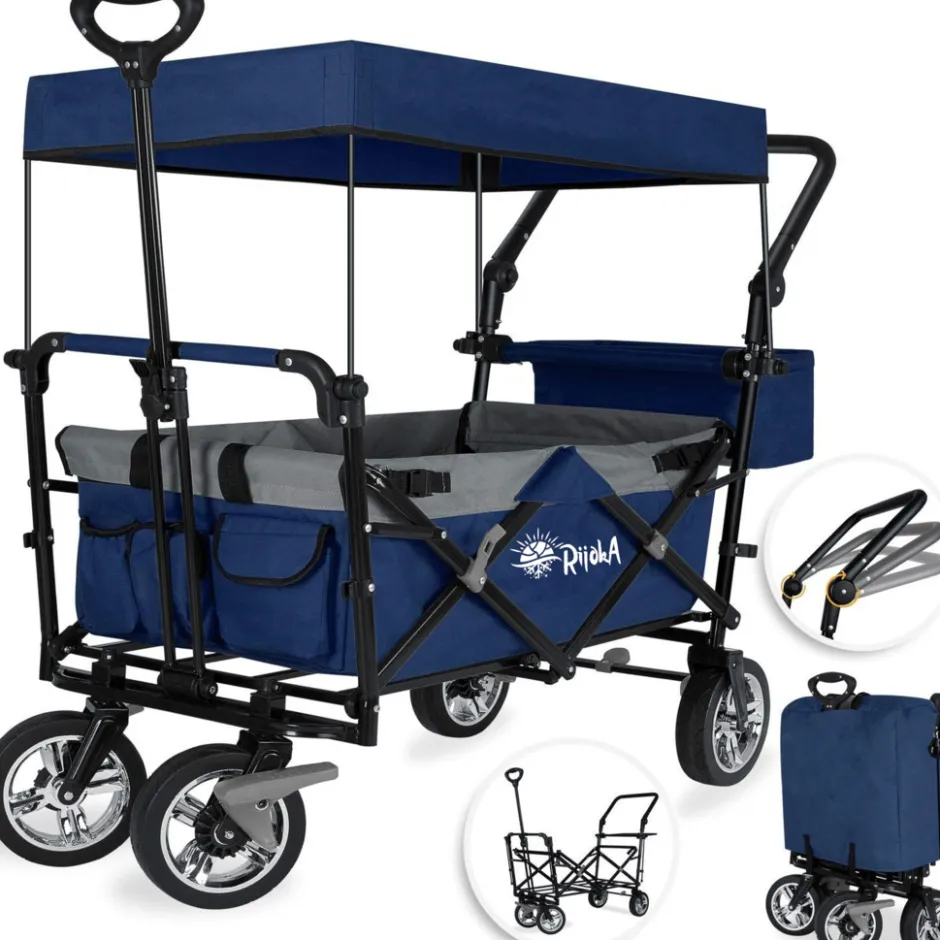 Rijoka Luxe Opvouwbare Bolderkar Bolderwagen met Dakje en Draagtas| Online