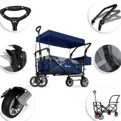 Rijoka Luxe Opvouwbare Bolderkar Bolderwagen met Dakje en Draagtas| Online