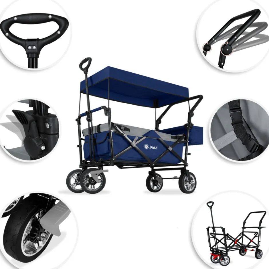 Rijoka Luxe Opvouwbare Bolderkar Bolderwagen met Dakje en Draagtas| Online