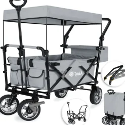 Rijoka Luxe Opvouwbare Bolderkar Bolderwagen met Dakje Draagtas Harde Bodem< Buiten En Vrije Tijd